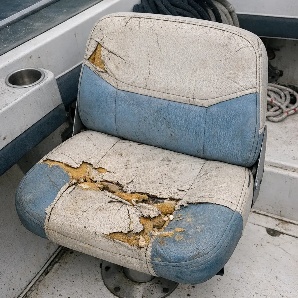 Boat seat before repair
